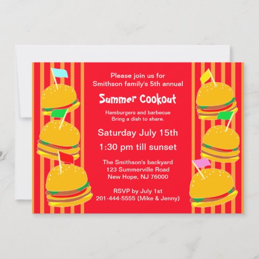 Summer Cookout Party Invitation Kaart (Voorkant)
