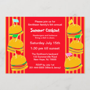 Summer Cookout Party Invitation Kaart