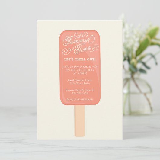Summer Cookout Party Invitation - Popsicle Kaart (Staand voorkant)