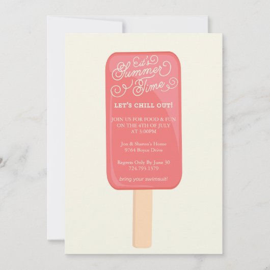 Summer Cookout Party Invitation - Popsicle Kaart (Voorkant)