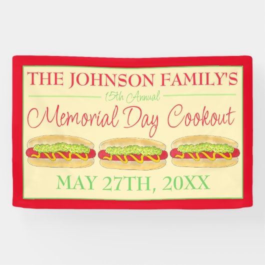 Summer Cookout Picnic Maine Red Snapper Hotdog ME Spandoek (Horizontaal)