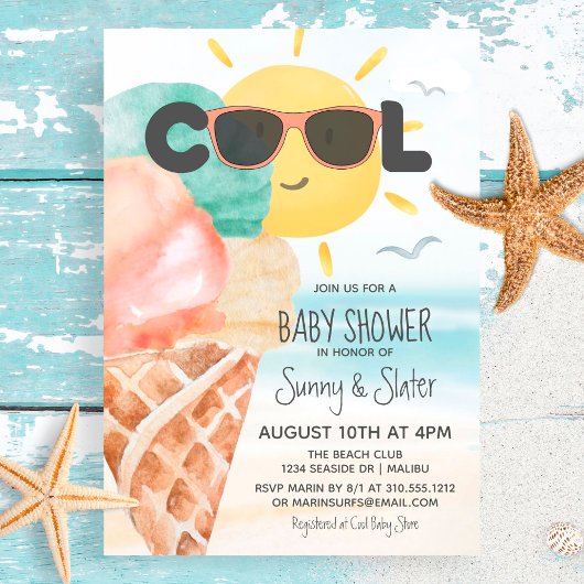 Summer Cool | Baby shower van de Tropische Beach I Kaart