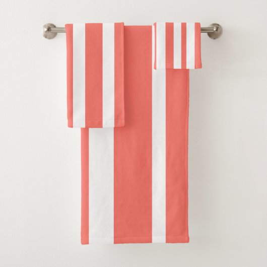 Summer Coral White Stripes Bad Handdoek (Insitu)