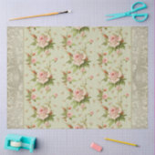 Summer Cottage Pink Roses Scrolls Wood Decouting Tissuepapier (Craft)