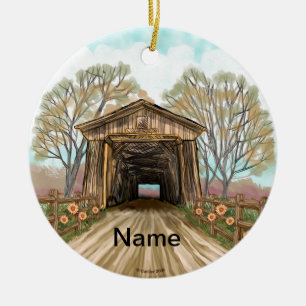 Summer Covered Bridge Keramisch Ornament