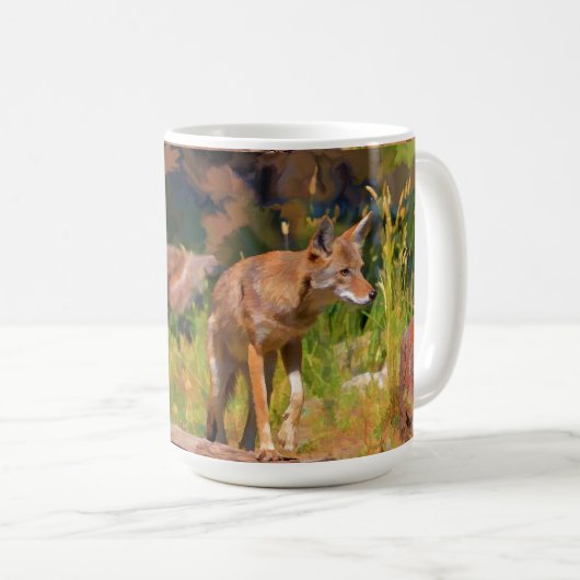 Summer Coyote Wildlife Painting Koffiemok (Voorkant rechts)