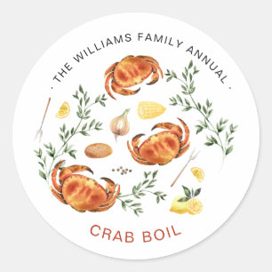Summer Crab Boil   Lage boksenkorting Ronde Sticker
