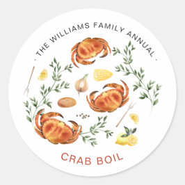 Summer Crab Boil | Lage boksenkorting Ronde Sticker