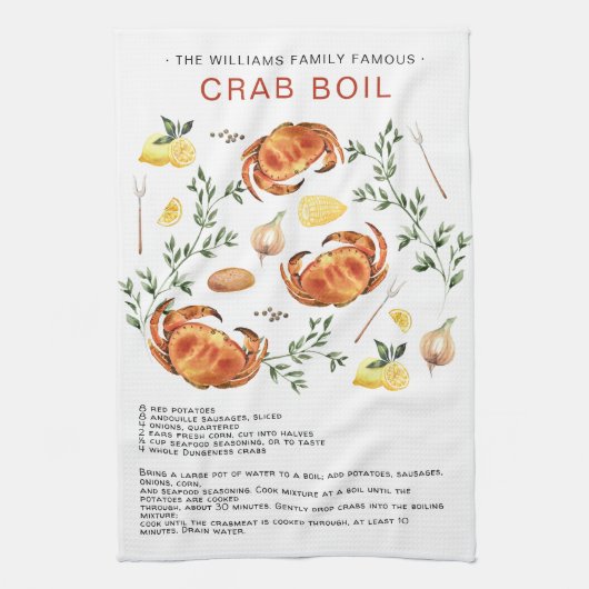Summer Crab Boil | Recipe Heirloom Tea Towel Theedoek (Verticaal)