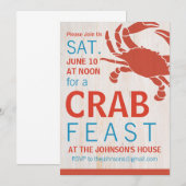 Summer Crab Feast Party Invite Kaart (Voorkant / Achterkant)