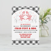 Summer Crab Fest & BBQ Party Invitation Kaart (Staand voorkant)