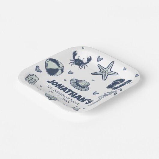 Summer Crab Popsicle Seashell Ball Birthday Party Papieren Bordje (Gebogen)