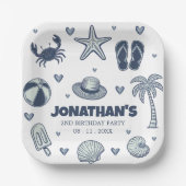 Summer Crab Popsicle Seashell Ball Birthday Party  Papieren Bordje (Voorkant)