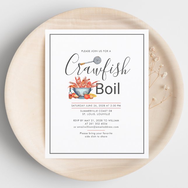 Summer Crawfish Boil Family Cookout Reünie Uitnodi (Summer Crawfish Boil Family Cookout Reunion Invite)