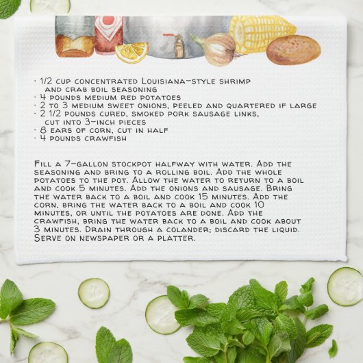Summer Crawfish Boil | Recipe Heirloom Tea Towel Theedoek (Gevouwen)