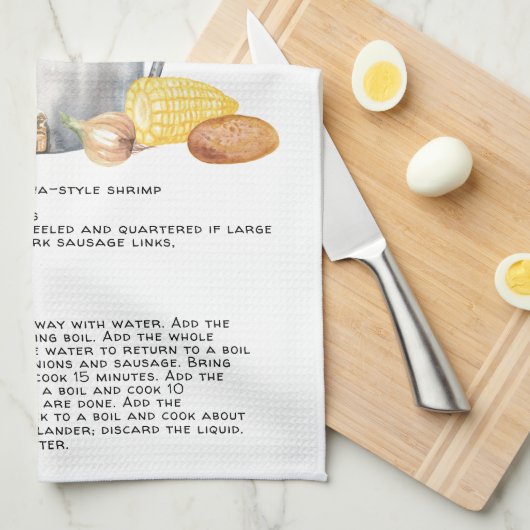 Summer Crawfish Boil | Recipe Heirloom Tea Towel Theedoek (Quarter Fold)