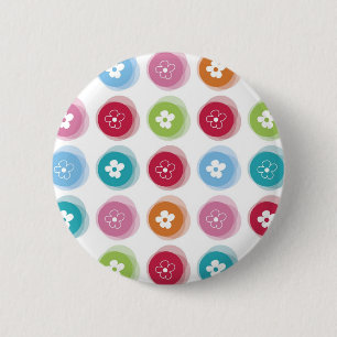Summer Cute Daisy Flower Fuzzy Stippen Colorful Fu Ronde Button 5,7 Cm