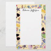 Summer Cute Girly Beach Collage op Yellow Briefpapier (Voorkant / Achterkant)