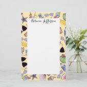Summer Cute Girly Beach Collage op Yellow Briefpapier (Staand voorkant)