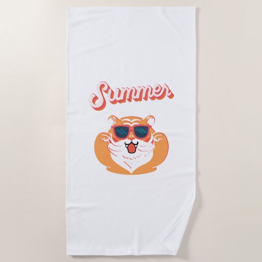 Summer Cute Tiger Beach Towel Strandlaken (Voorkant)