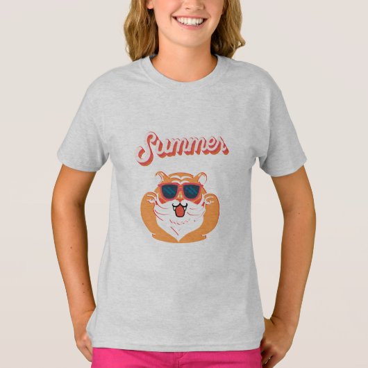 Summer Cute Tiger Kinder T-Shirt (Voorkant)