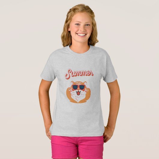 Summer Cute Tiger Kinder T-Shirt (Voorkant volledig)