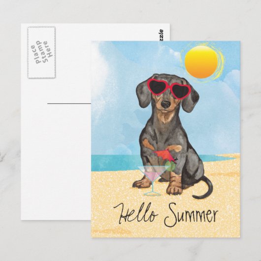 Summer Dachshund Briefkaart (Voorkant / Achterkant)