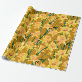 Summer Daffodil Pattern Cadeaupapier (Uitgerold)