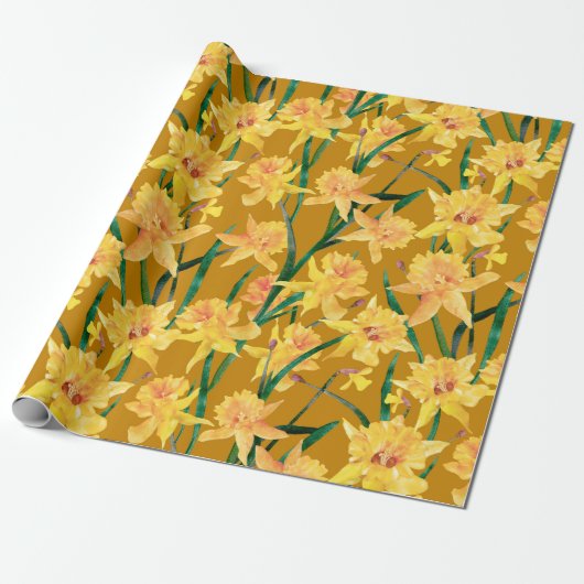 Summer Daffodil Pattern Cadeaupapier (Uitgerold)