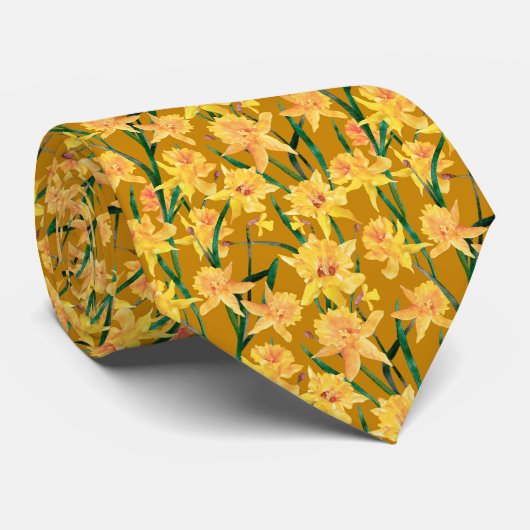 Summer Daffodil Pattern Stropdas (Opgerold)