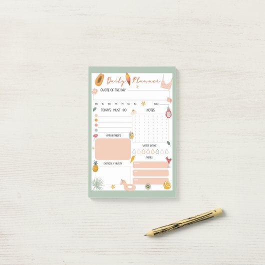 Summer Daily Planner Notepad  Post-it® Notes (Op bureau)