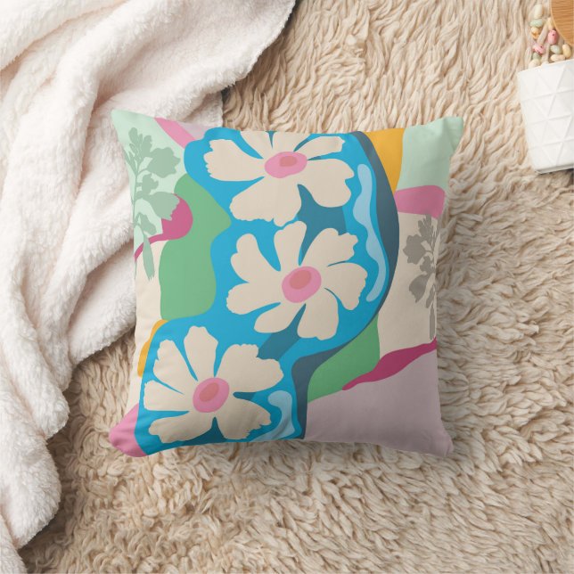 Summer Daisies Color Blocks Modern Floral  Kussen (Deken)