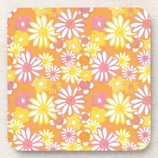 Summer Daisies Cork-Backed Onderzetters (Voorkant)