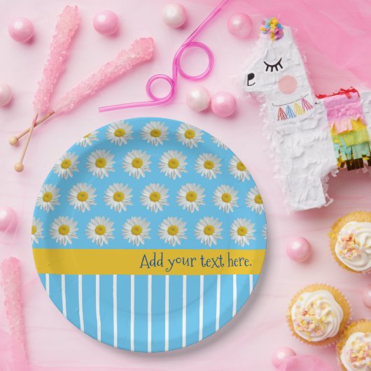 Summer Daisies en Cool Stripes Papieren Bord (Feest)