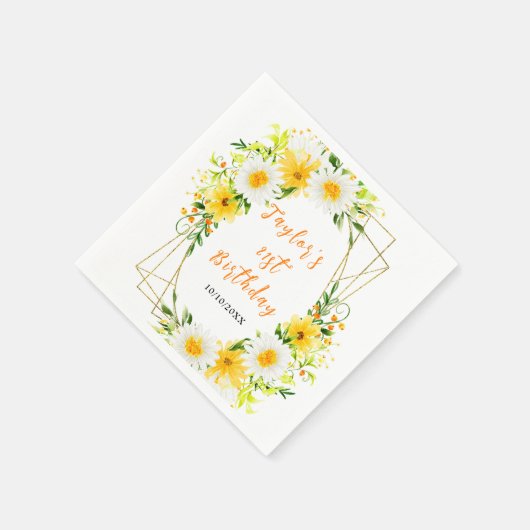Summer Daisies Floral Birthday Servet (Hoek)