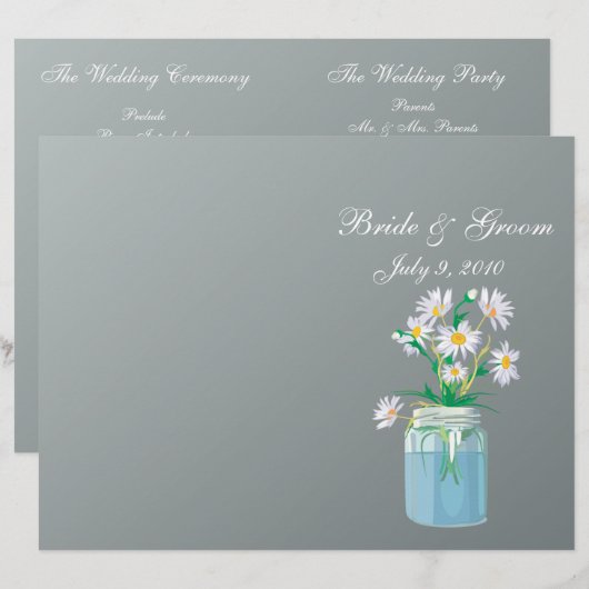 Summer Daisies Folded Wedding Programme (Voorkant / Achterkant)