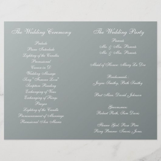 Summer Daisies Folded Wedding Programme (Achterkant)