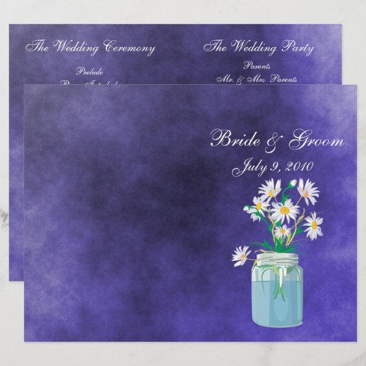 Summer Daisies Folded Wedding Programme (Voorkant / Achterkant)