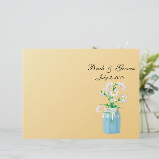 Summer Daisies Folded Wedding Programme (Staand voorkant)