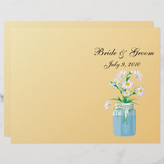 Summer Daisies Folded Wedding Programme (Voorkant / Achterkant)