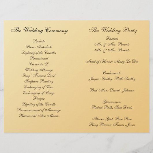 Summer Daisies Folded Wedding Programme (Achterkant)