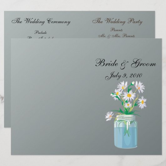 Summer Daisies Folded Wedding Programme (Voorkant / Achterkant)