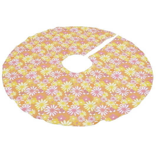 Summer Daisies Tree Skirt Imitatie Linnen Kerstboom Kleed (Gekanteld)