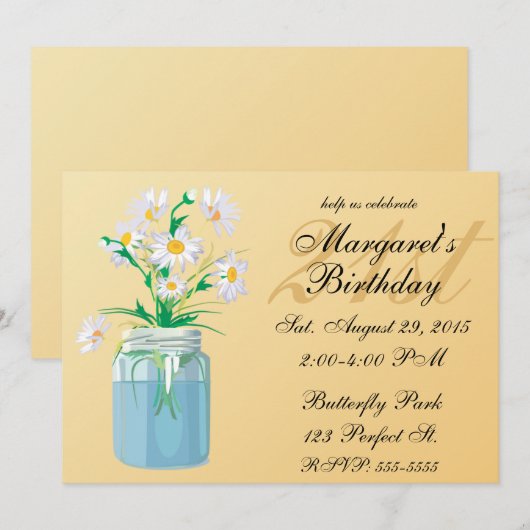 Summer Daisies Verjaardag Uitnodigingen (Voorkant / Achterkant)