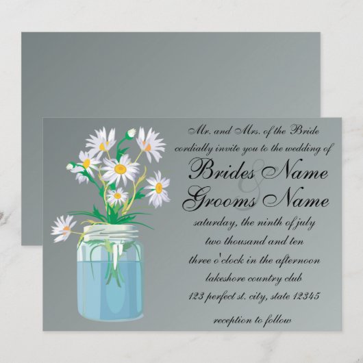 Summer Daisies Wedding Invitations Kaart (Voorkant / Achterkant)