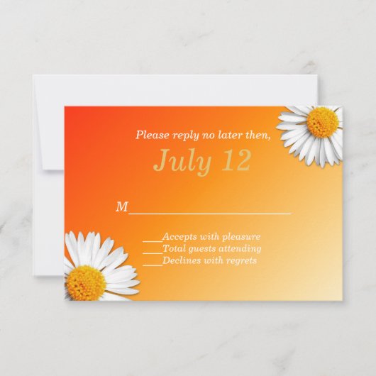 Summer Daisies Wedding RSVP Kaart (Voorkant)