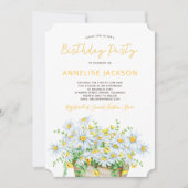 Summer daisies yellow leace verjaardagsfeestje kaart (Voorkant)