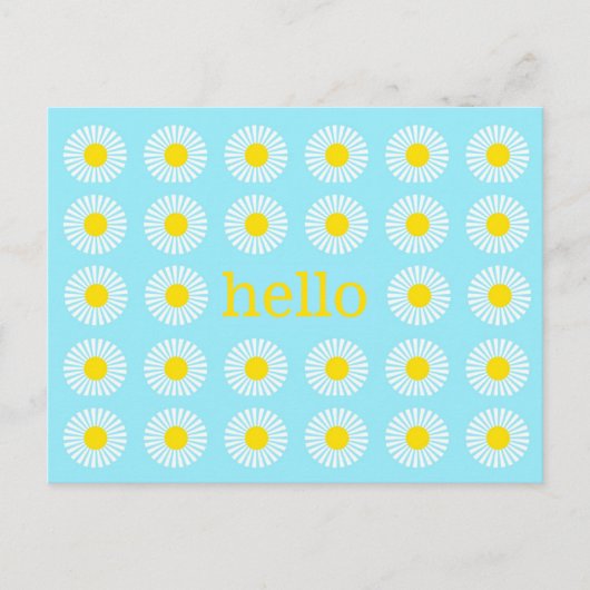 Summer Daisy Blue en Yellow Hallo Briefkaart (Voorkant)