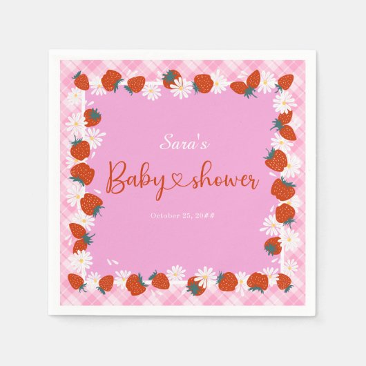 Summer Daisy Flower Berry Sweet Baby shower Servet (Voorkant)