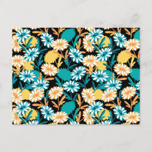 Summer Daisy Flower Garden Black Ver Briefkaart